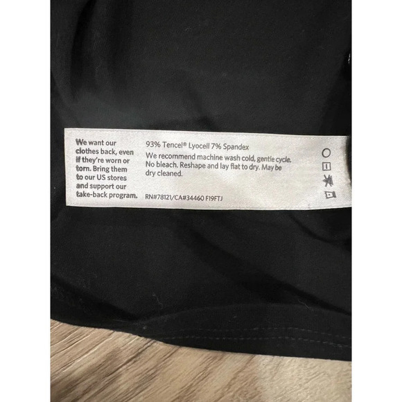 Eileen Fisher Button Front Collar Short Sleeve Black Dress Size - Picture 4 of 4